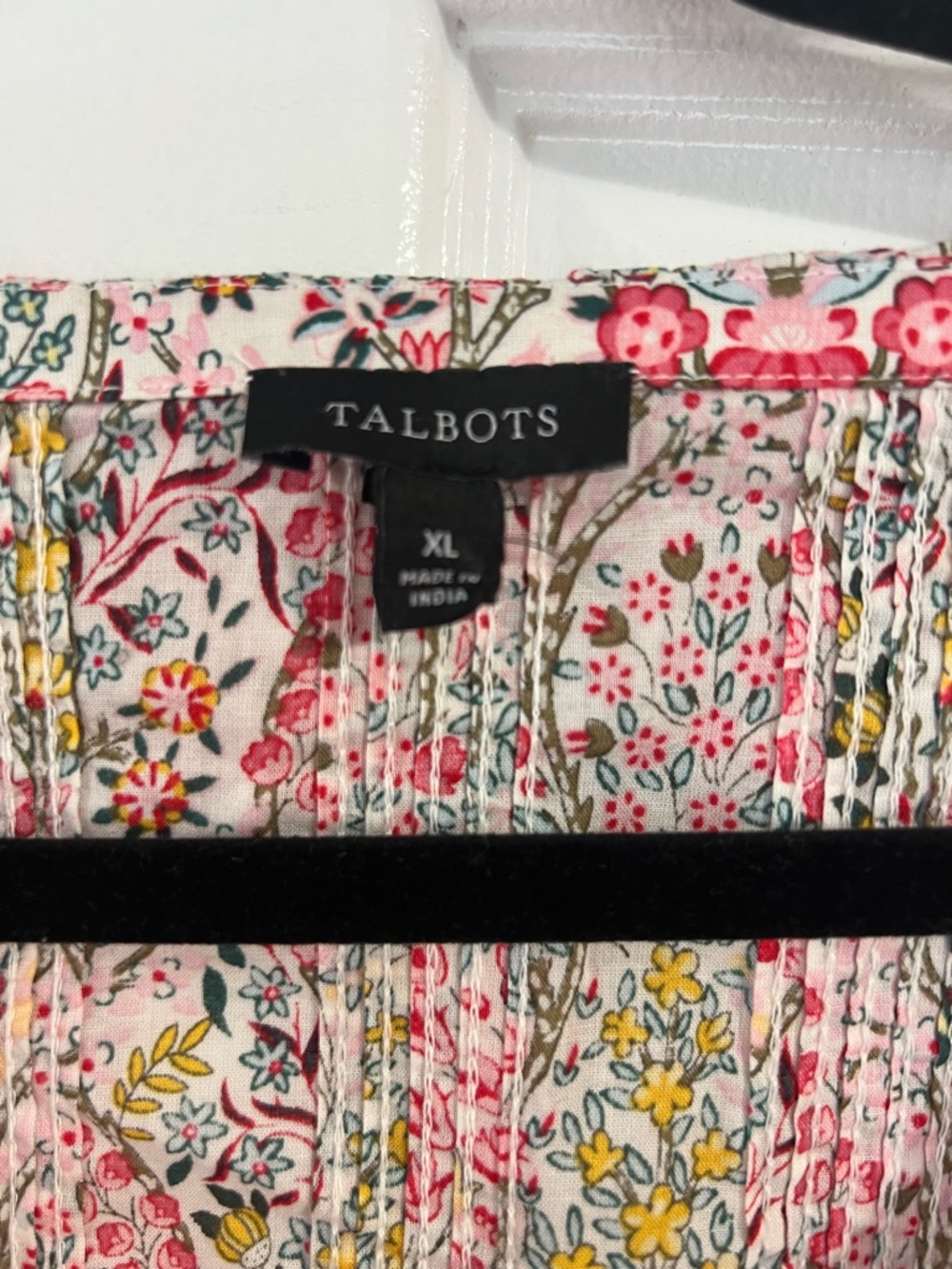 Talbots Pink Floral Ruffle-Front Blouse - Picture 4 of 5